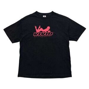 VTG Y2K 00's Vivid Entertainment Graphic Short Sleeve T-Shirt Black XL